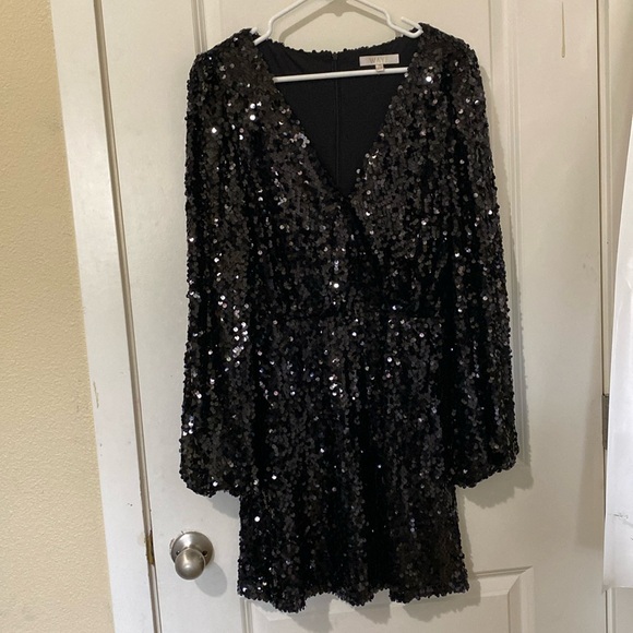 Black Sequin Mini Dress - Picture 3 of 12